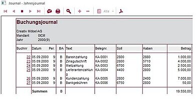 Screenshot Buchungsjournal